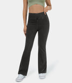 Jean décontracté bootcut HalaraMagic™ taille haute en maille extensible délavée avec poche arrière