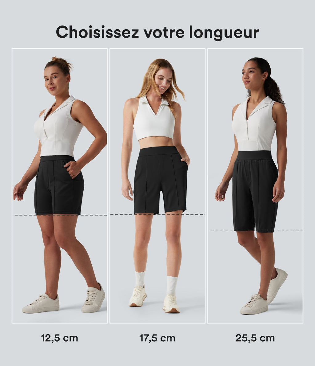 Short de golf séchage rapide taille haute avec poches 25 cm - Golf Tee - UPF40+