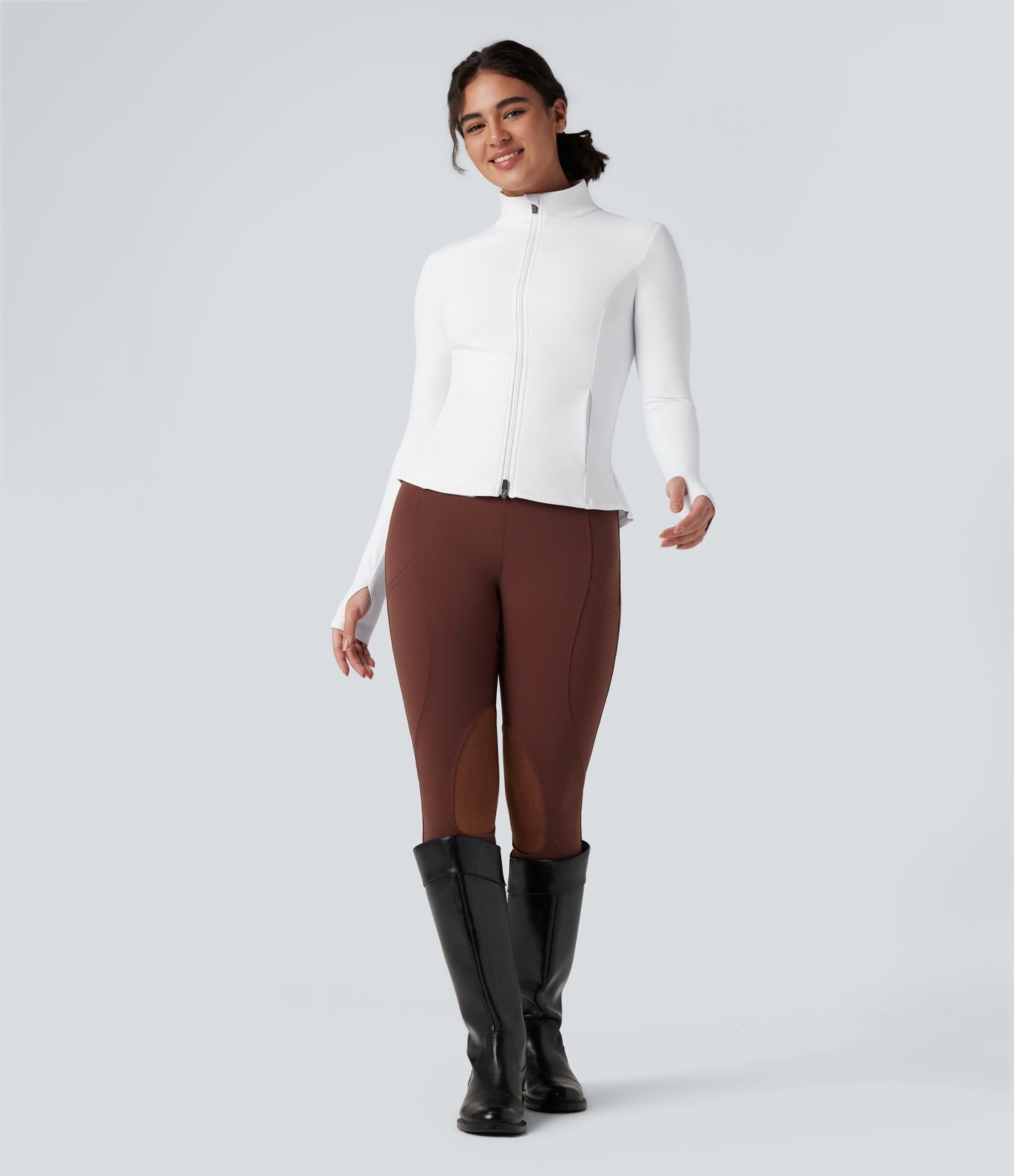 Veste ajustée col montant zippée avec passants pouces et ourlet à volants DayStretch avec poches