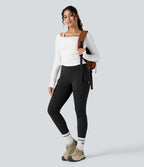 Legging de randonnée polaire gainant taille haute avec poches