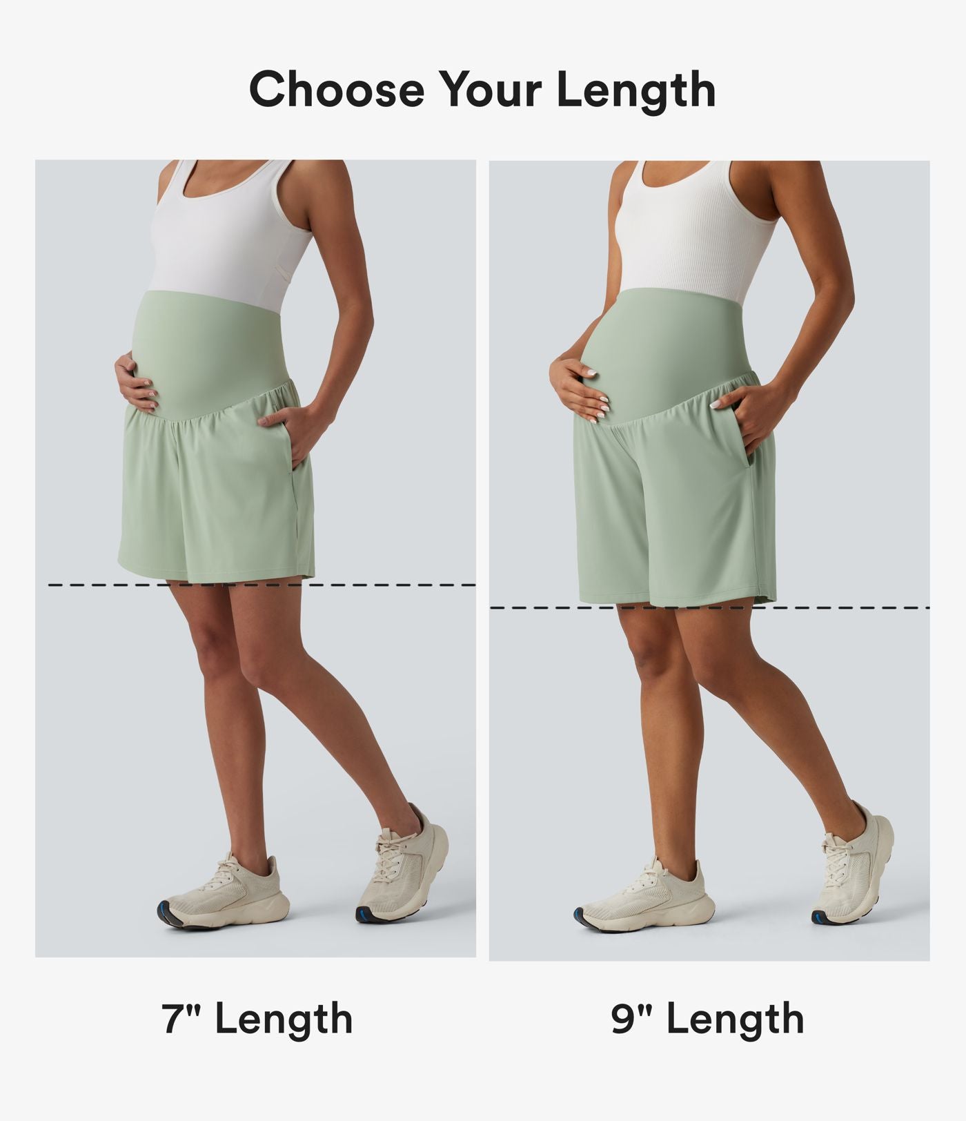 Short de yoga maternité SoftlyZero™ Airy 2-en-1, taille très haute, à effet frais InstantCool, 22,5 cm, avec poches
