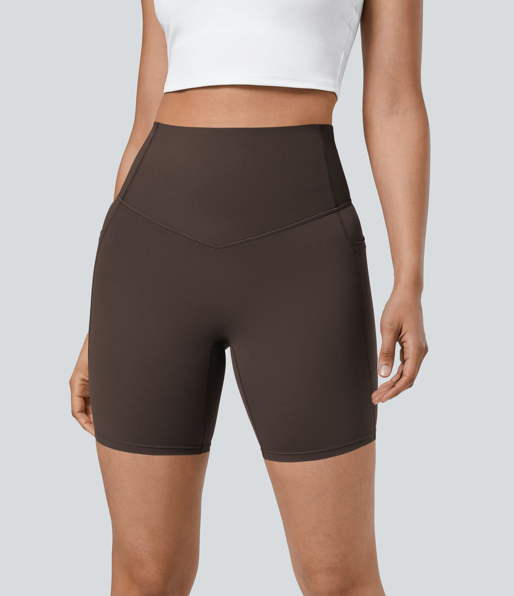 Short cycliste 17,5 cm d'entraînement gainant taille haute avec poches Halara UltraSculpt™
