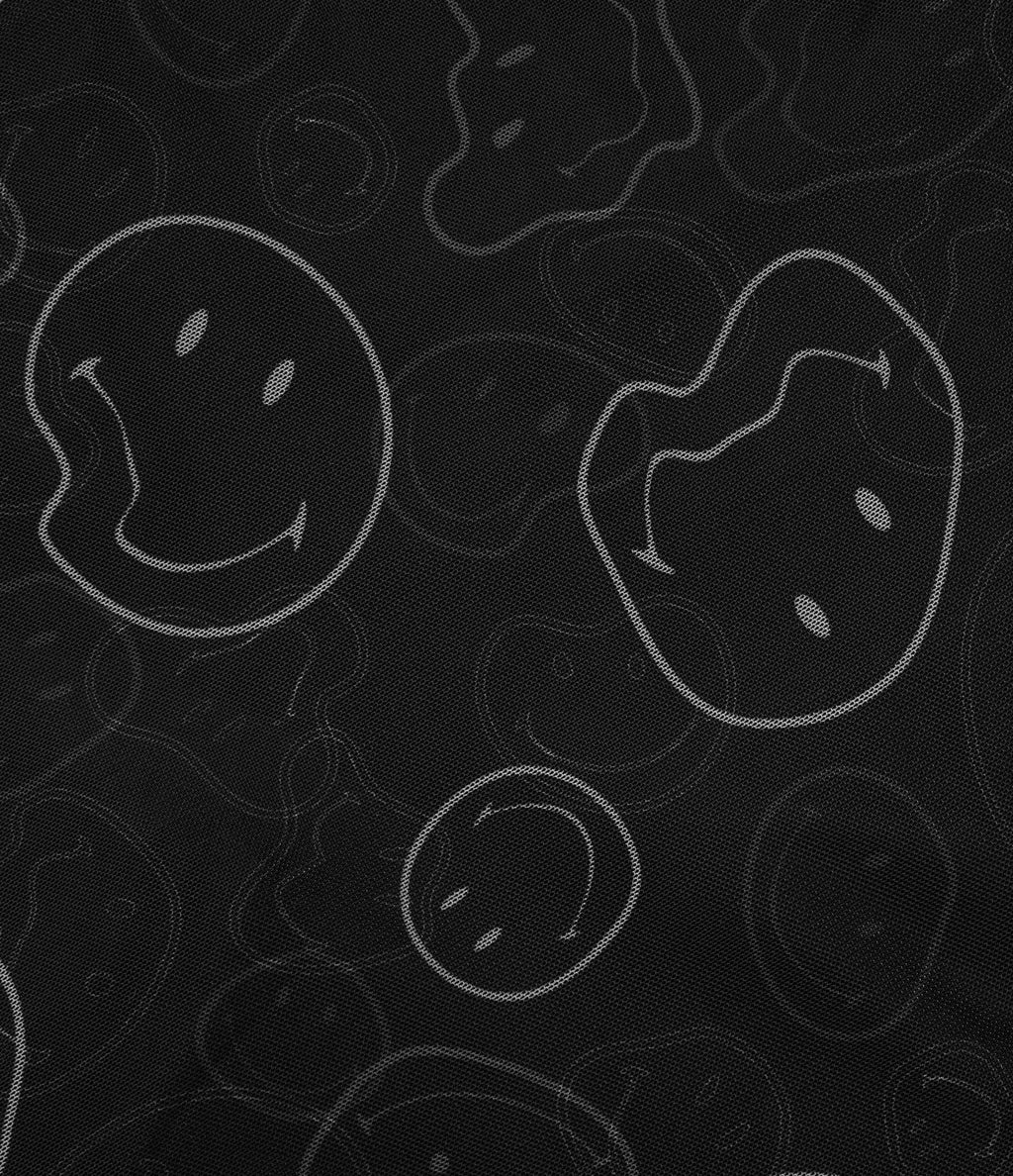 Jupe mini de danse évasée fluide 2-en-1 Halara X Smiley® taille haute avec cordon de serrage, empiècements en mesh contrastant et poches