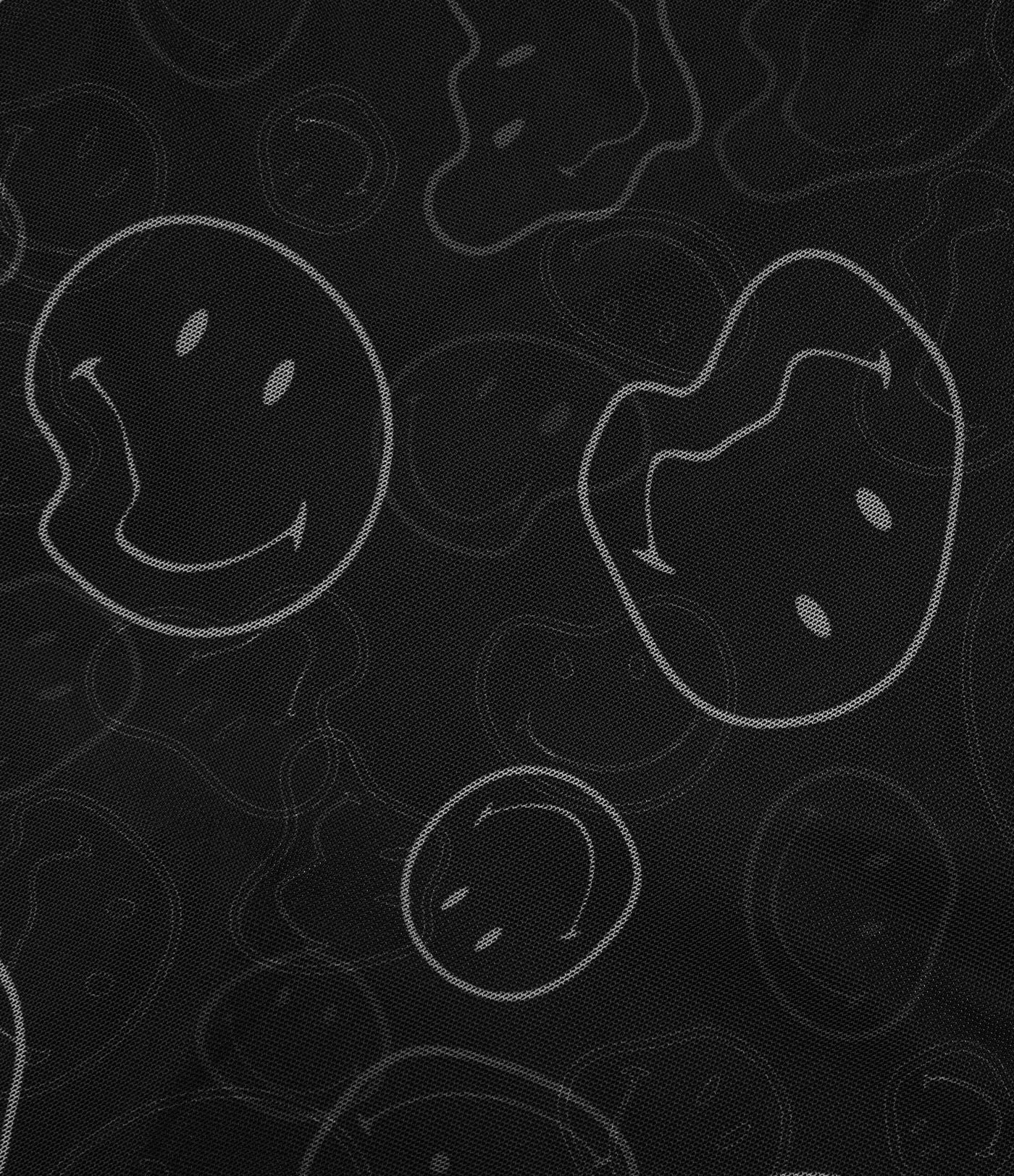Jupe mini de danse évasée fluide 2-en-1 Halara X Smiley® taille haute avec cordon de serrage, empiècements en mesh contrastant et poches