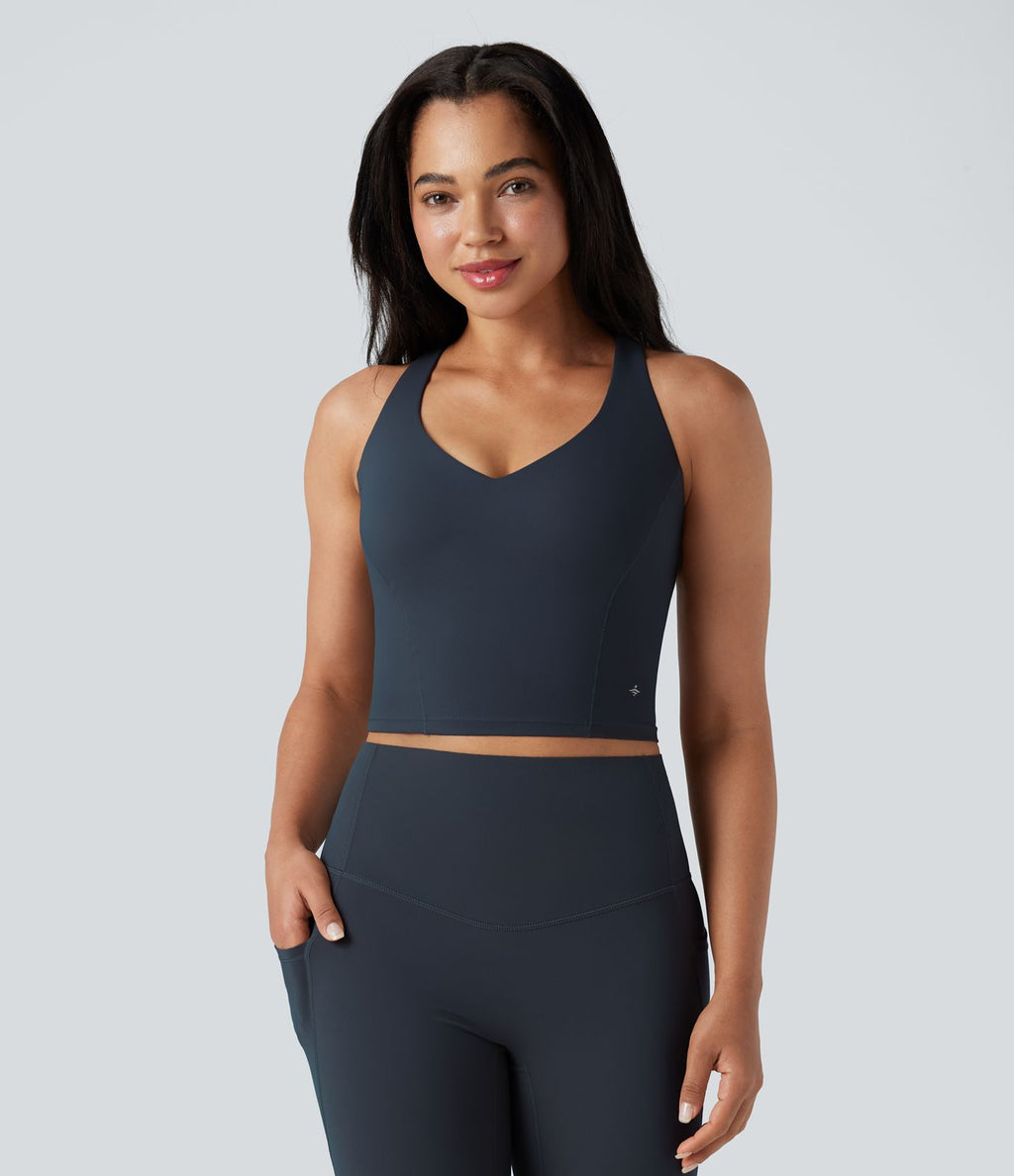 Débardeur yoga Halara UltraSculpt™ 2-en-1 push-up col V profond dos croisé