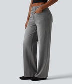 Jean baggy asymétrique Halara Flex™ taille haute effet délavé avec poches
