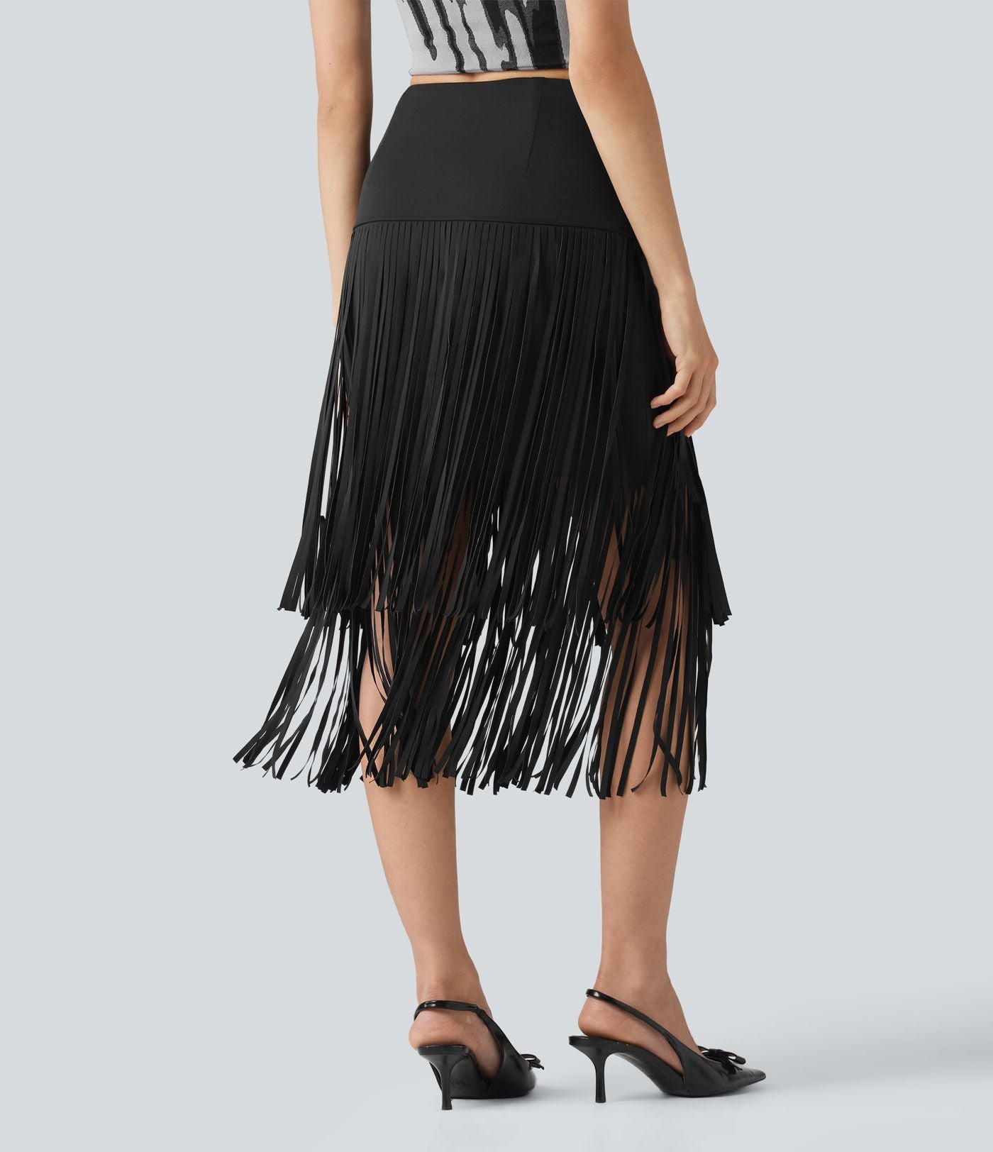 Jupe midi à franges taille haute Halara UltraSculpt™ Cool séchage rapide