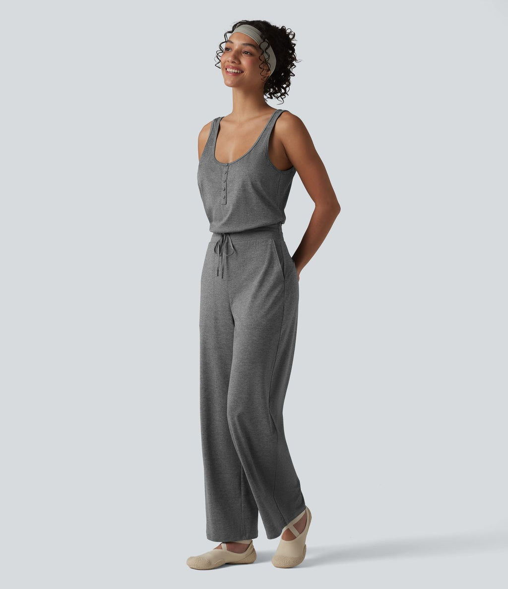 Halara UltraSculpt™ Combinaison yoga chinée col U sans manches séchage rapide avec poches - Easy Peasy