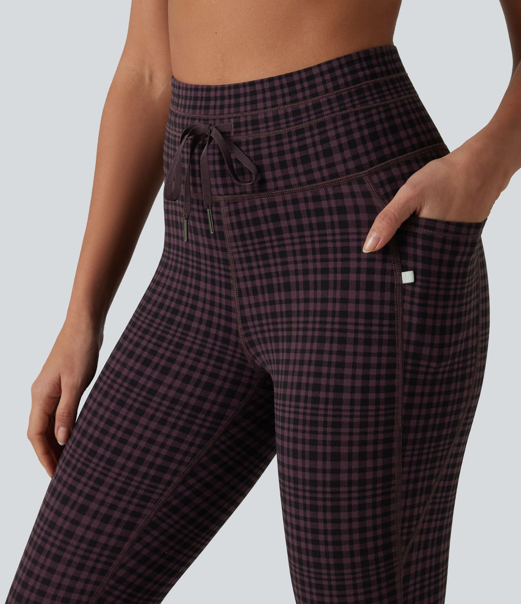 Legging de yoga Halara UltraSculpt™ taille haute avec cordon de serrage imprimé carreaux avec poches