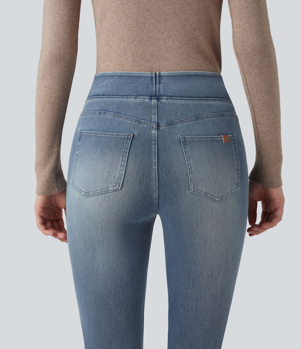 Halara Flex™ Jean bootcut décontracté extensible délavé taille haute à poches multiples