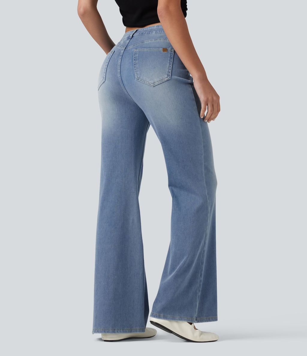 Jean évasé Halara Flex™ décontracté, taille moyenne, à poches
