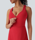 Robe de sport yoga 2-en-1 SoftlyZero™ Plush push-up coques moulées fermeture éclair avec poches édition Easy Peasy E-G