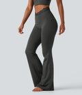 Legging de yoga flare taille haute en V avec dentelle contrastée, rayures et poches