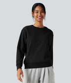 Sweat-shirt coton col rond manches longues avec poches