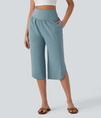 Pantalon corsaire gainant taille haute à ourlet asymétrique et séchage rapide avec poches Breezeful™