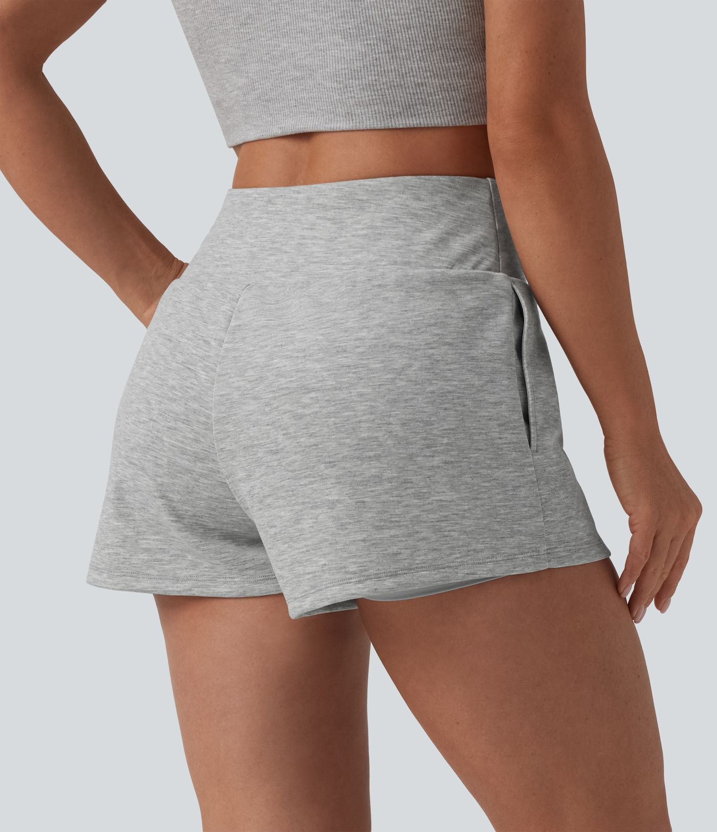 Short sweat décontracté 2 en 1 taille haute ventre plat 7,5 cm avec poches
