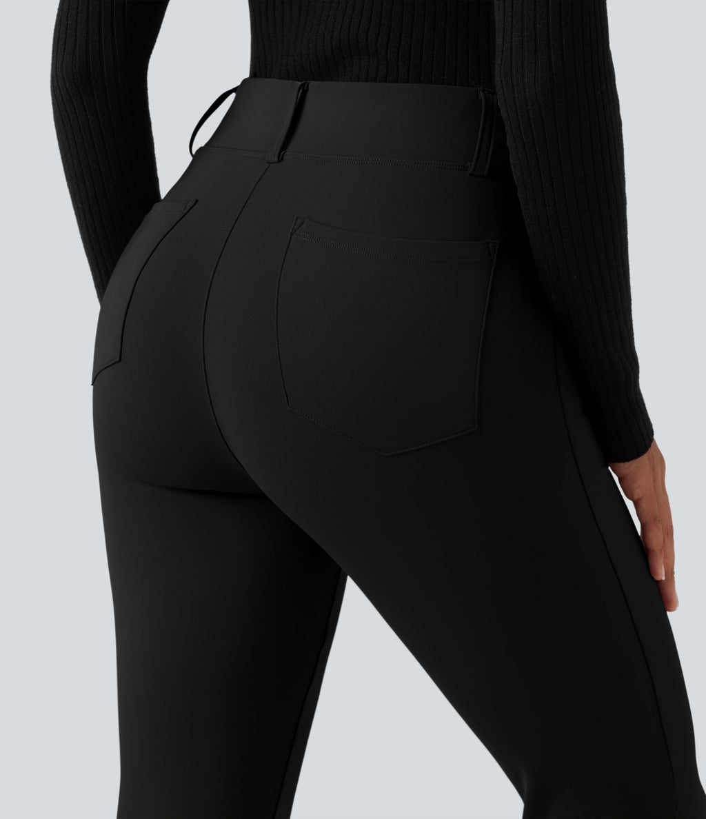 Pantalon tailleur évasé taille haute avec poches Halara Flex™