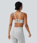 Brassière de sport yoga soutien léger col U à découpes rayé bonnets A-C