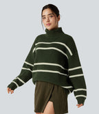 Pull color block col montant manches longues