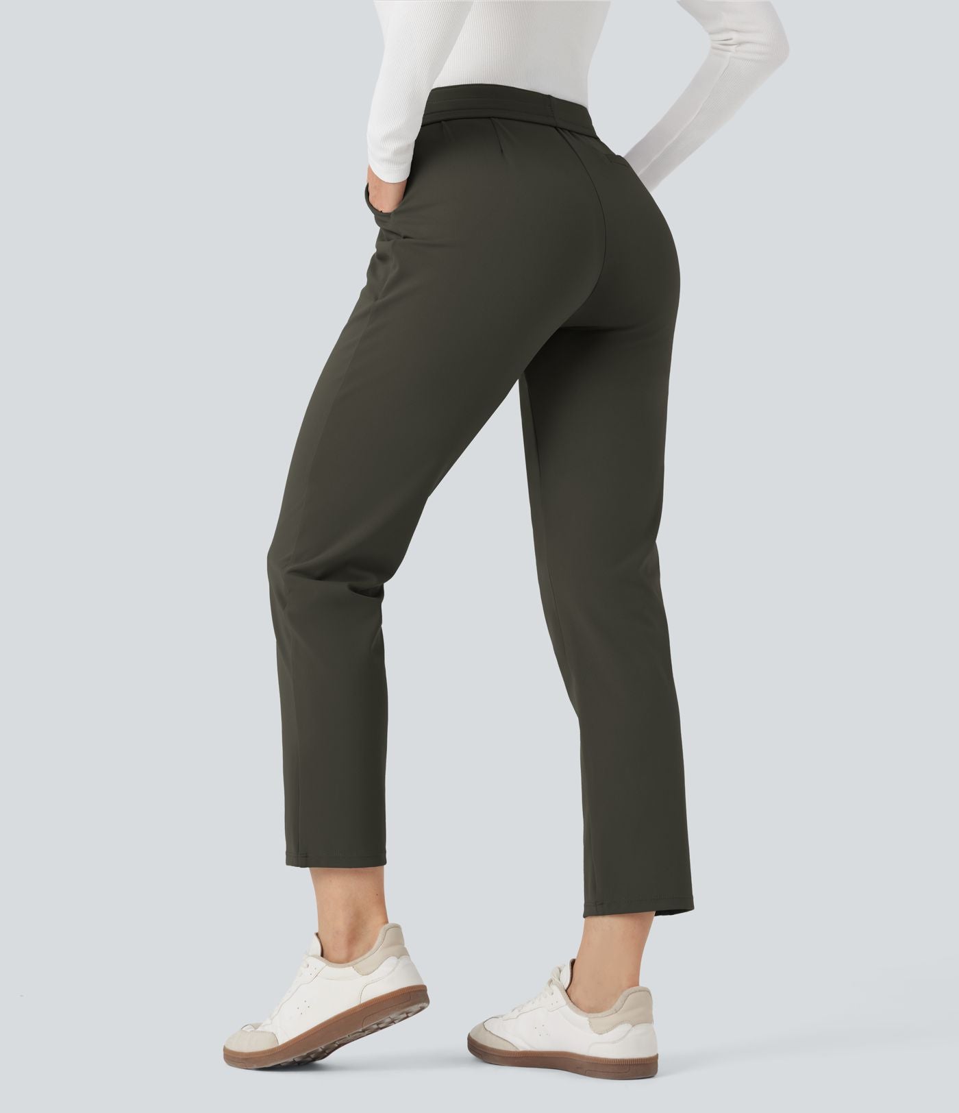 Pantalon de travail ajusté 7/8 repliable taille haute avec cordon de serrage Halara Flex™ DayStretch avec poches