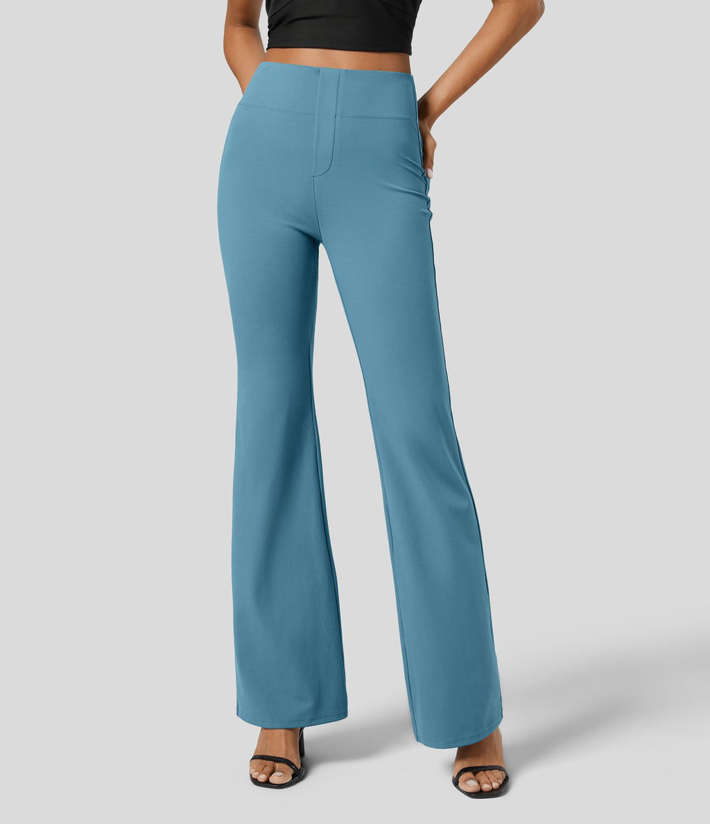 Pantalon tailleur légèrement évasé taille haute avec poches arrière Halara Flex™