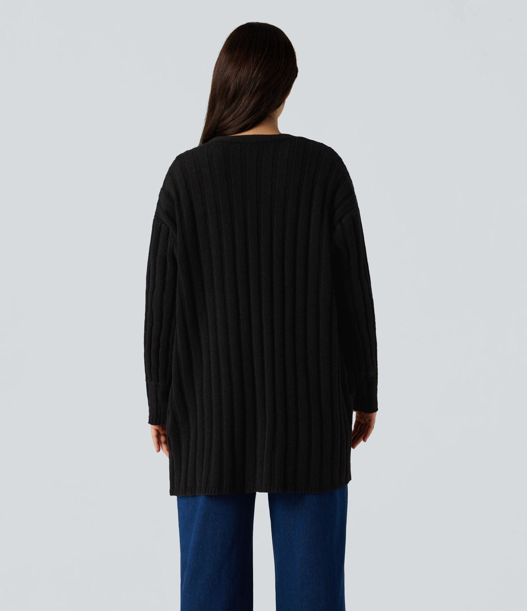 Cardigan décontracté à manches longues avec poches
