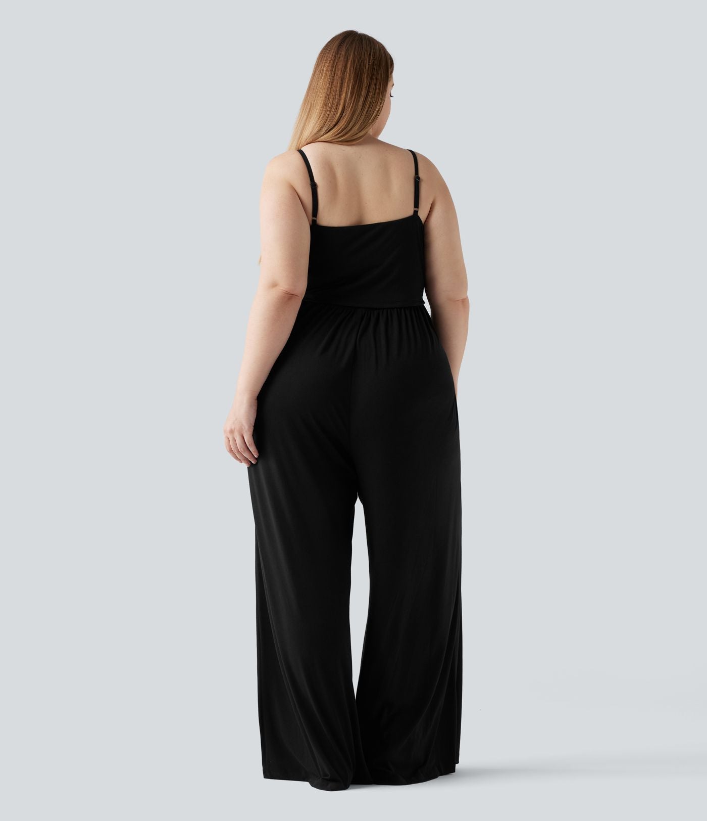 Combinaison grande taille chinée à jambes larges avec détails froncés, poches, coussinets amovibles et accès facile Easy Peasy