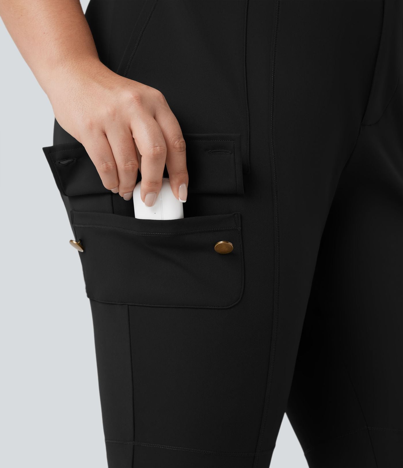 Pantalon cargo grande taille pedal pusher ajusté taille haute DayStretch avec poches