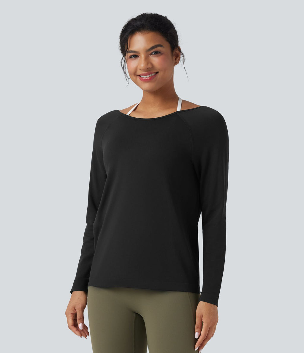 Haut de sport décolleté rond à manches longues sans couture OneForm Seamless Flow