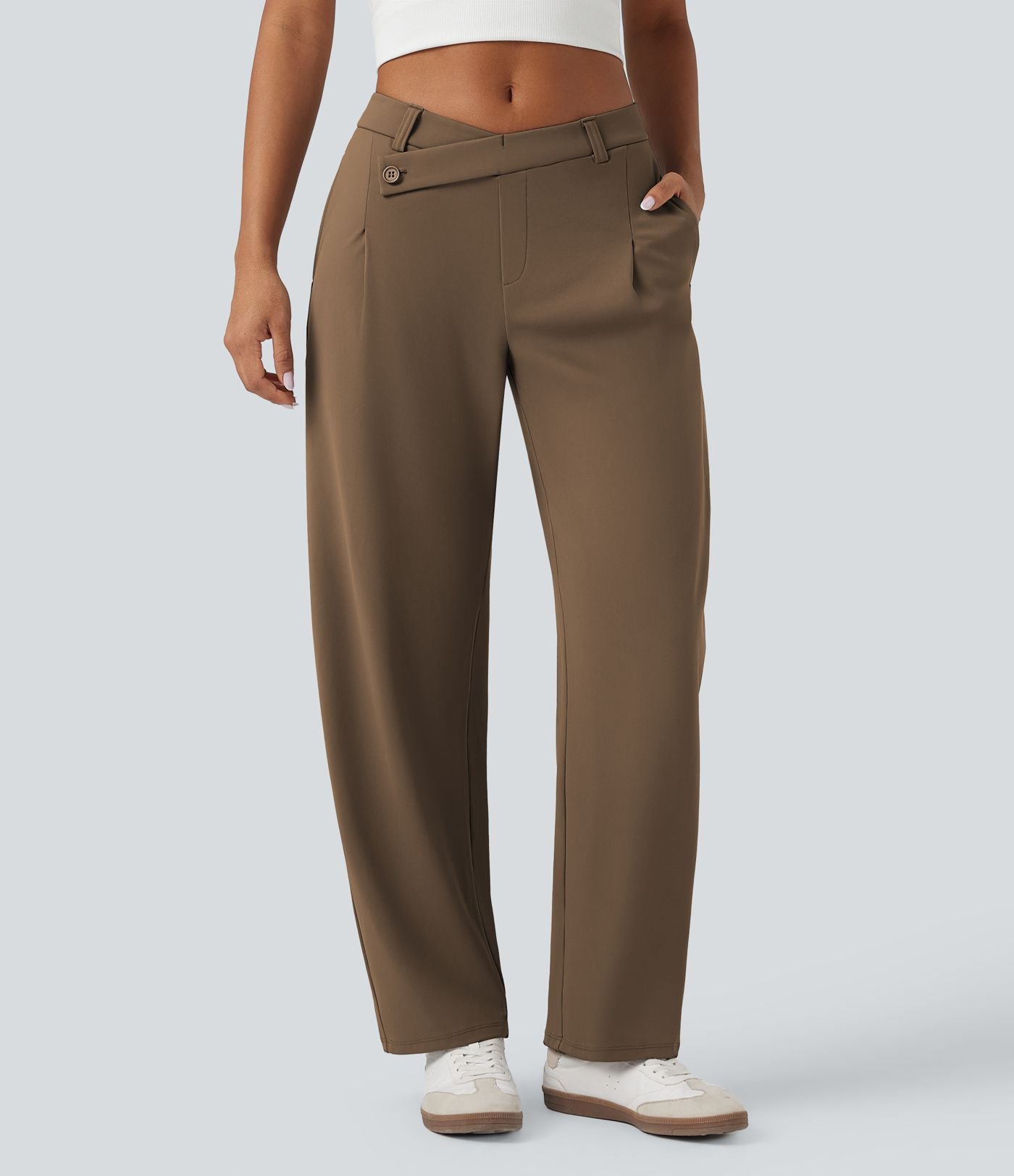 Pantalon tailleur fuselé asymétrique taille moyenne Halara Flex™ DayStretch avec poches