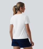 T-shirt casual ample col rond manches courtes en coton