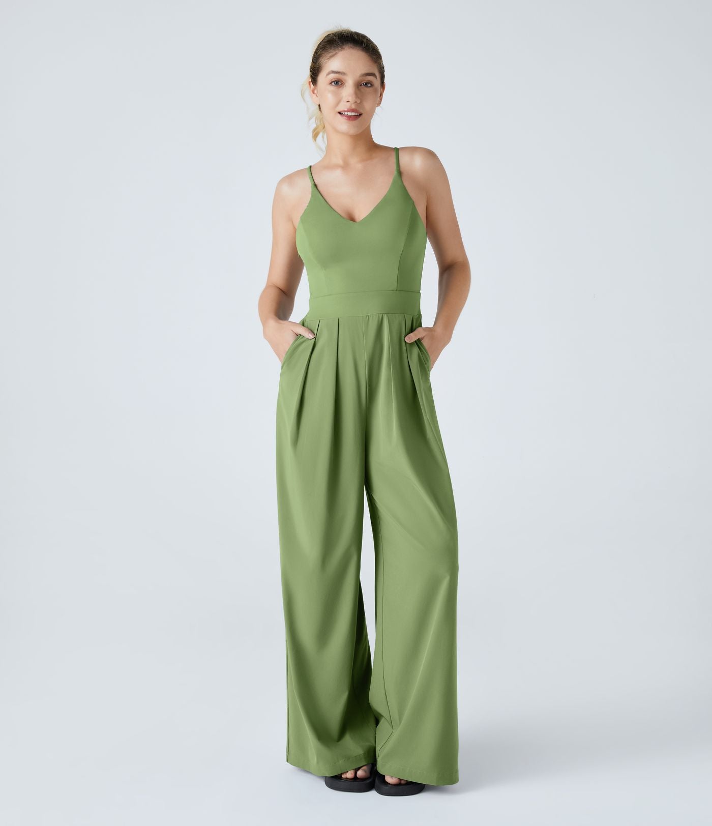 Breezeful™ Combinaison Dos Nu Poche Zippée Invisible Sur le Côté Jambe Large Séchage Rapide