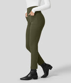 Pantalon ajusté taille haute zippé avec poches