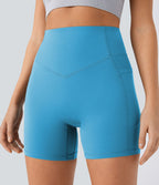 Short cycliste 12,5 cm d'entraînement gainant galbant taille haute avec effet scrunch et poches Halara UltraSculpt™