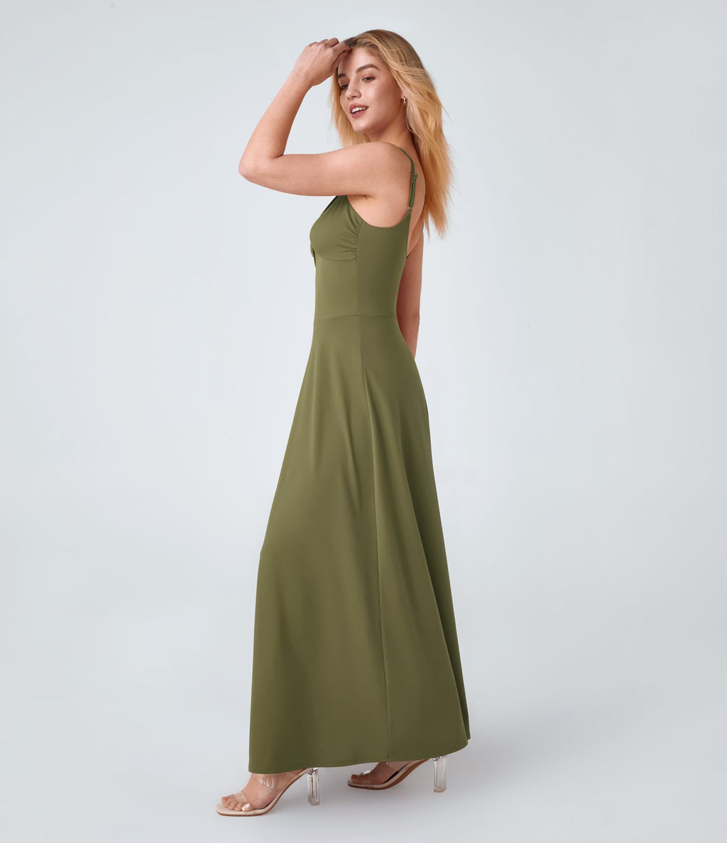 Robe de Vacances Fluide Bretelles Réglables Dos en U Torsadé Évas