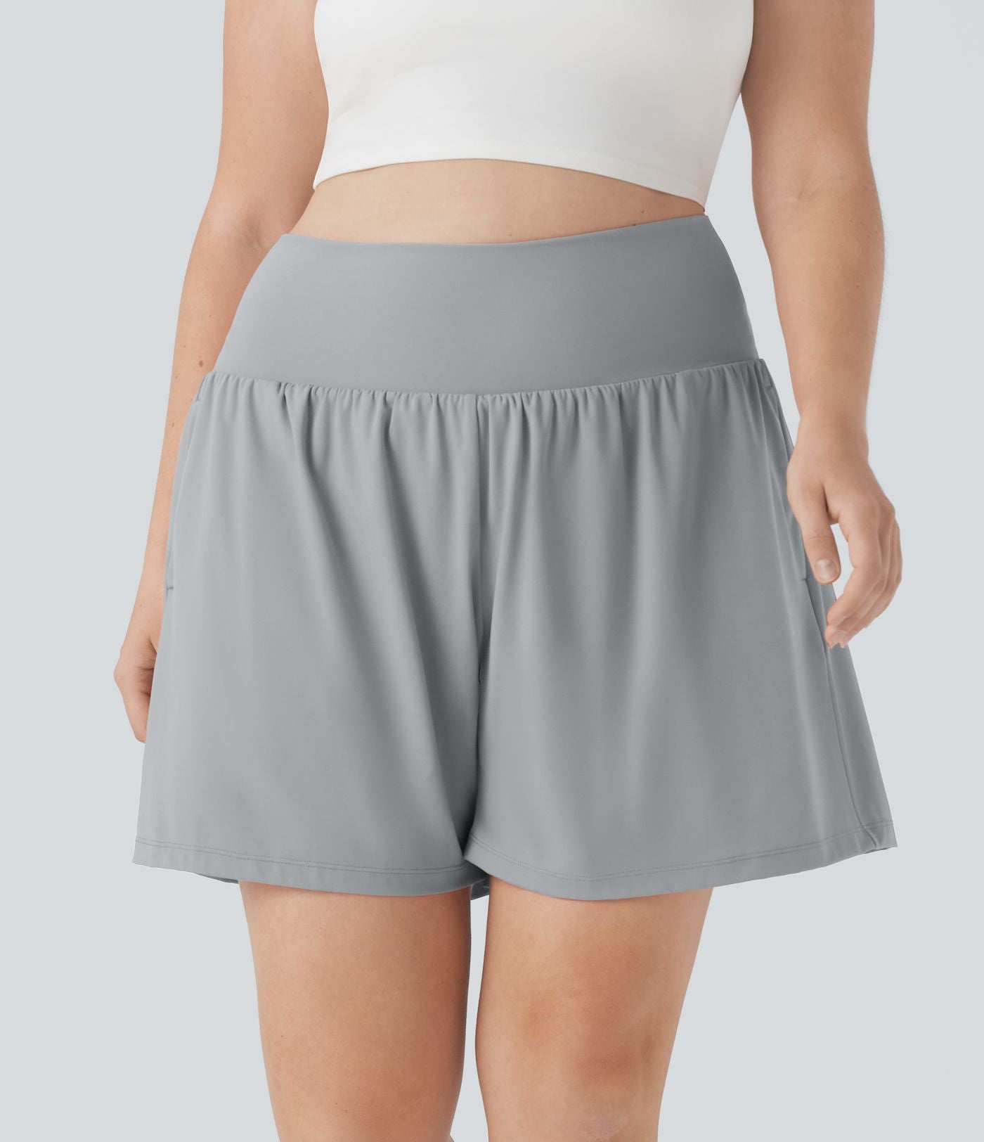Short tailleur 2-en-1 Cool Touch yoga taille très haute Softlyzero™ Airy grande taille 17,5 cm avec poches