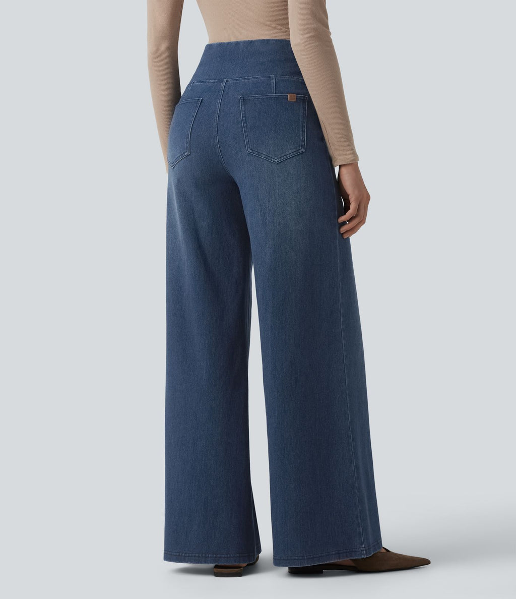 Halara Flex™ Jean large taille haute croisée ventre plat avec poches
