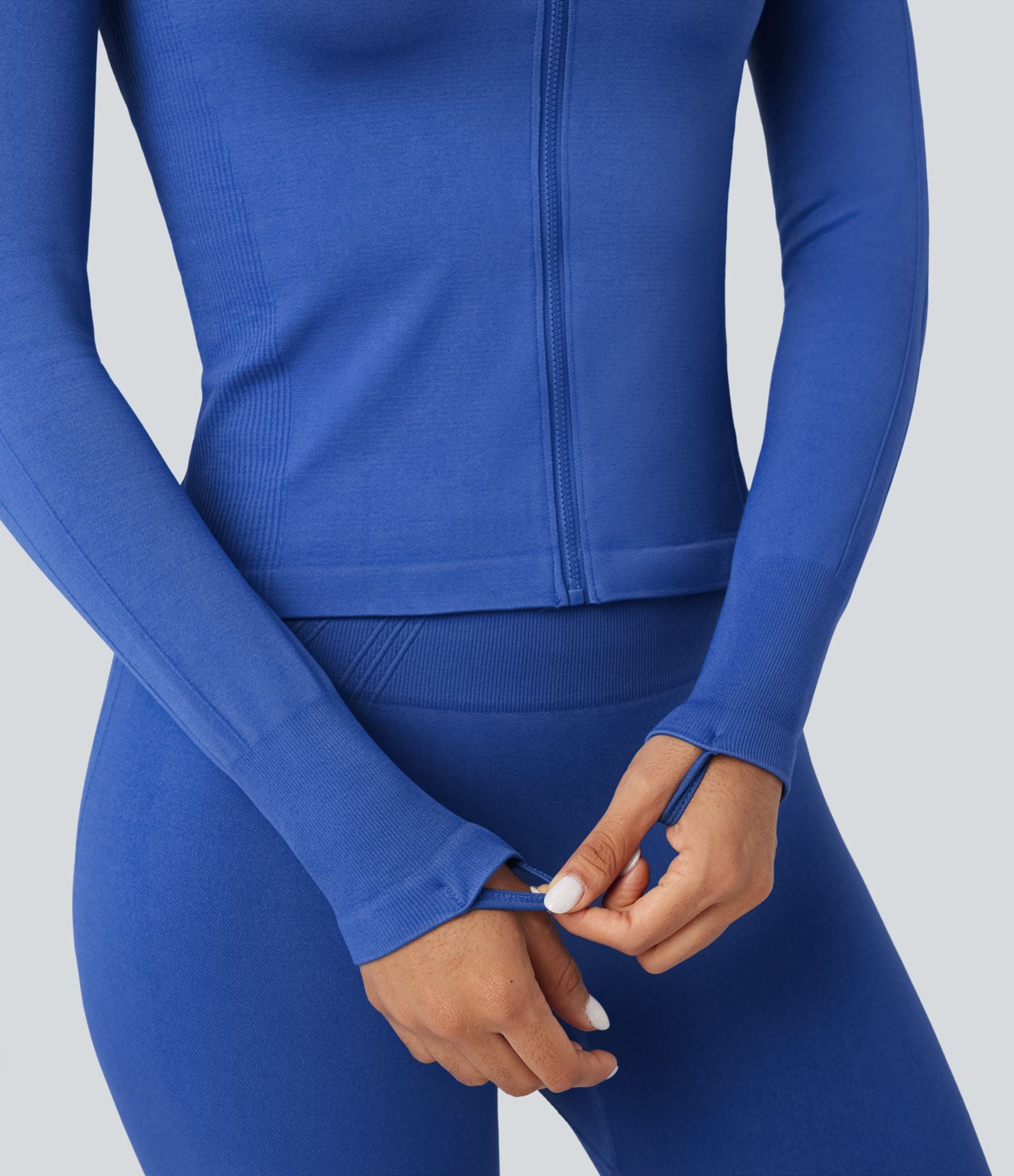 Veste yoga col montant à manches longues avec passants pouces sans couture OneForm Seamless Flow