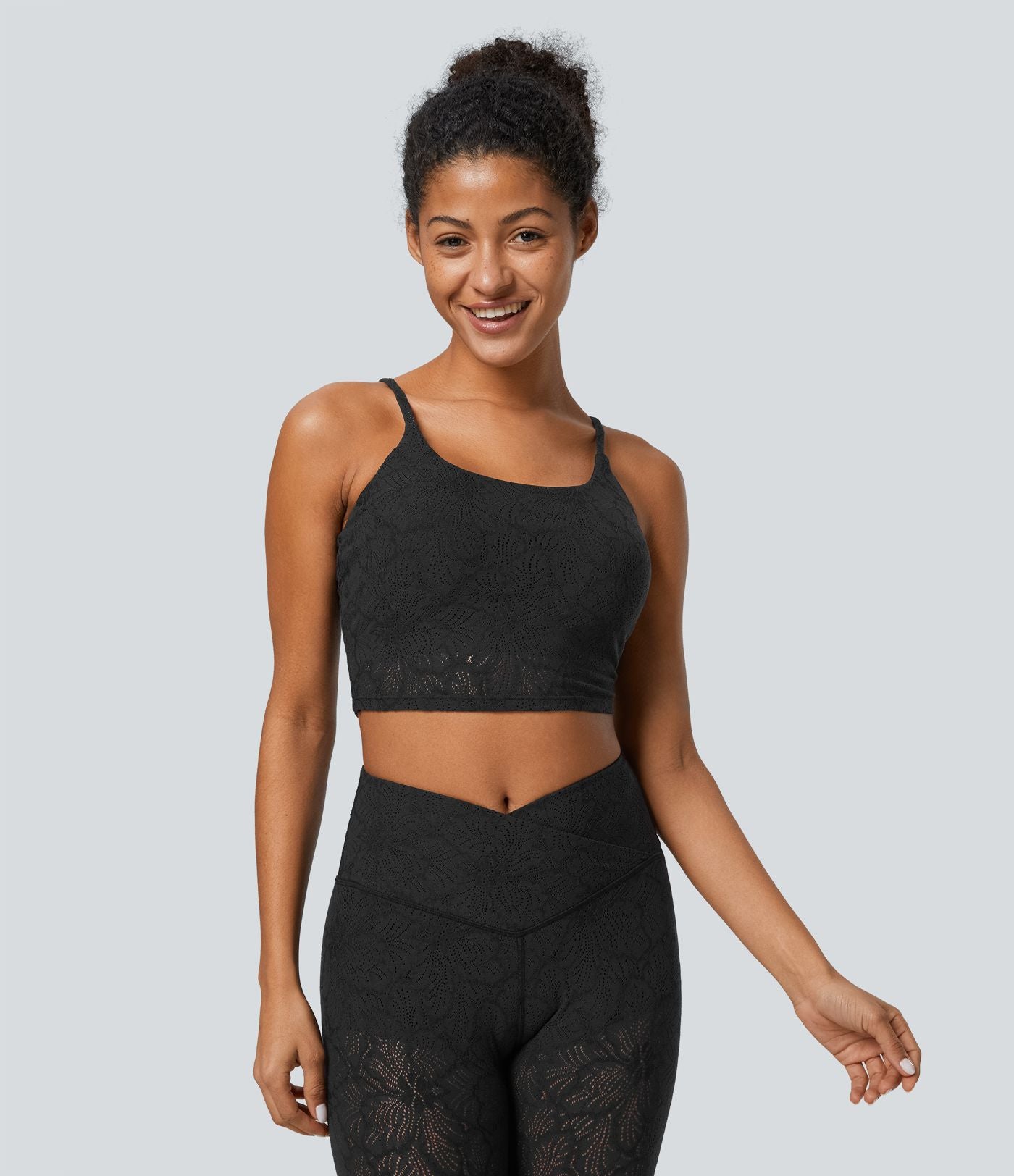 Soutien-Gorge Sport Yoga Cropped à Dentelle Soutien Léger