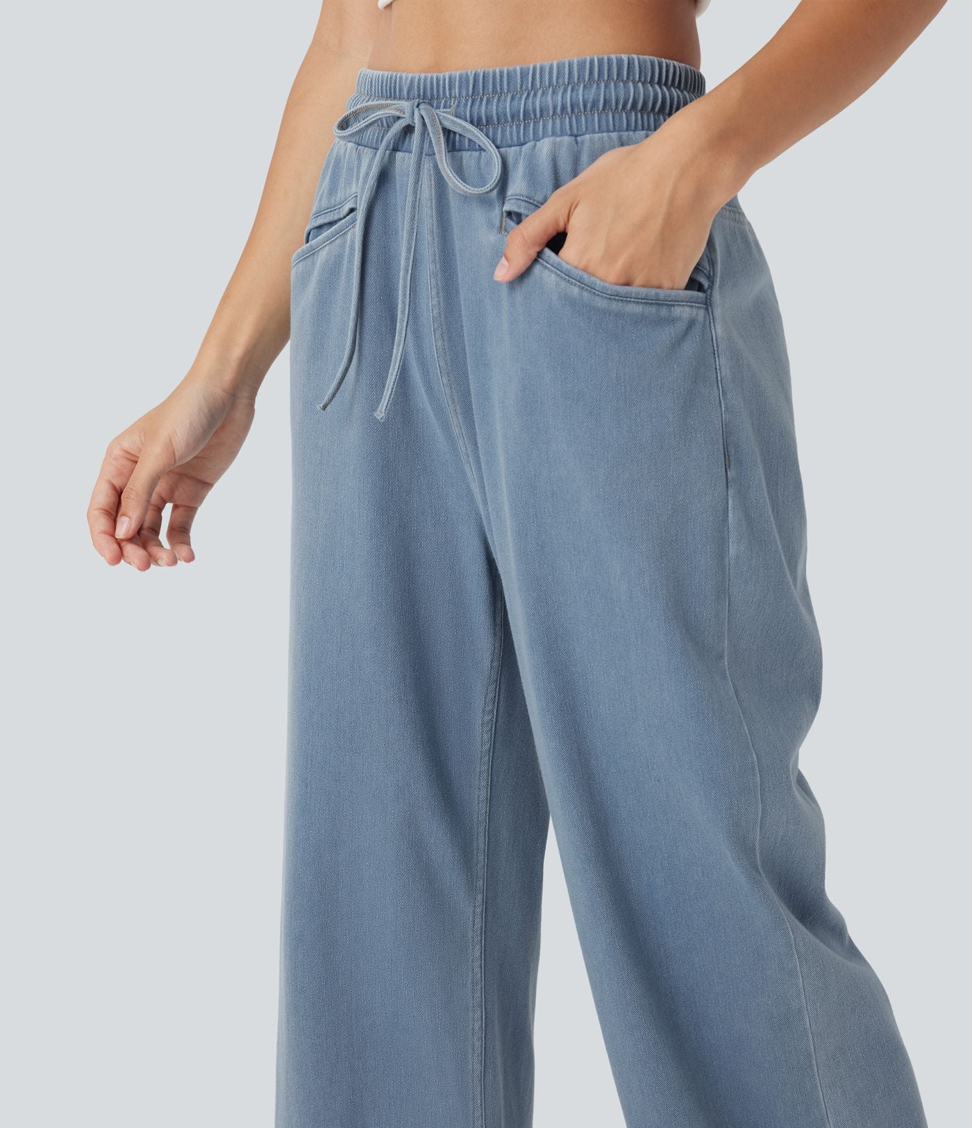 Jean Halara Flex™ taille haute large à cordon de serrage en maille extensible effet frais InstantCool avec poches