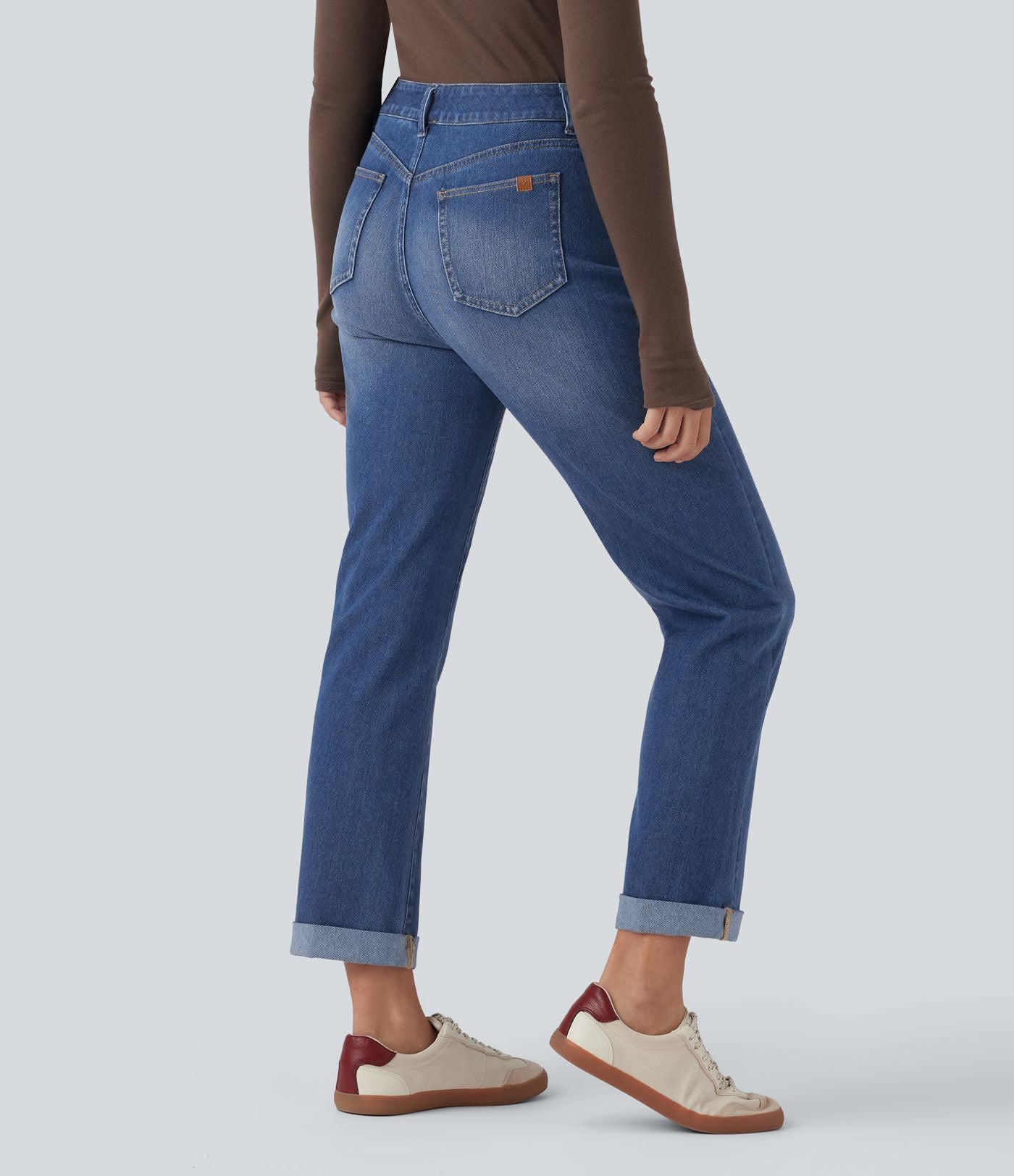 Jean décontracté Halara Flex™ ajusté taille haute ourlet retroussé avec poches