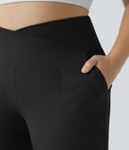 Pantalon yoga large grande taille croisé avec ourlet et poches DayStretch - Smile