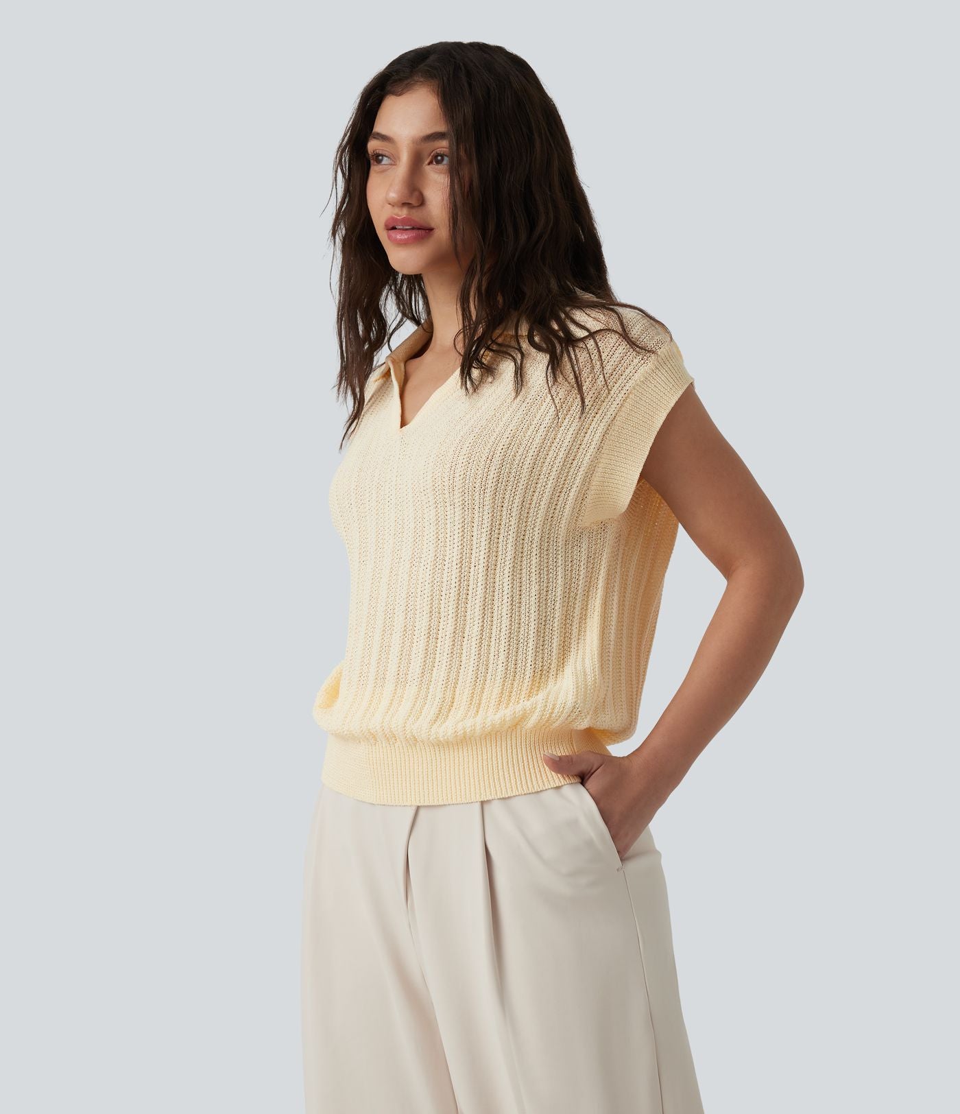 Pull de travail col polo manches courtes