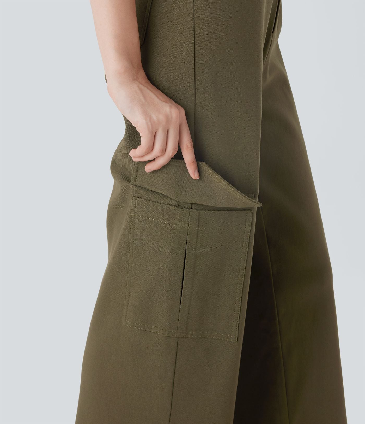Pantalon cargo de travail taille haute coupe droite avec poches multiples