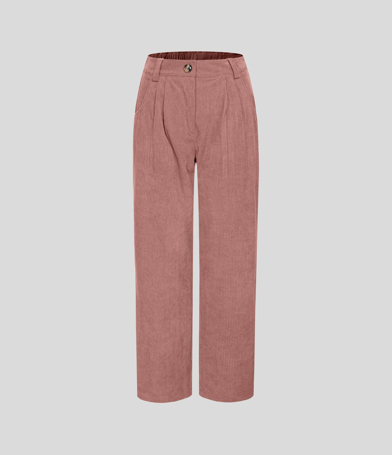 Pantalon en velours côtelé décontracté taille moyenne avec poches latérales