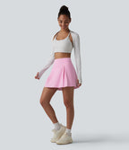 Jupe de sport 2-en-1 SoftlyZero™ Airy, taille mi-haute, effet ventre plat, froncée, avec poches - Protection solaire UPF50+