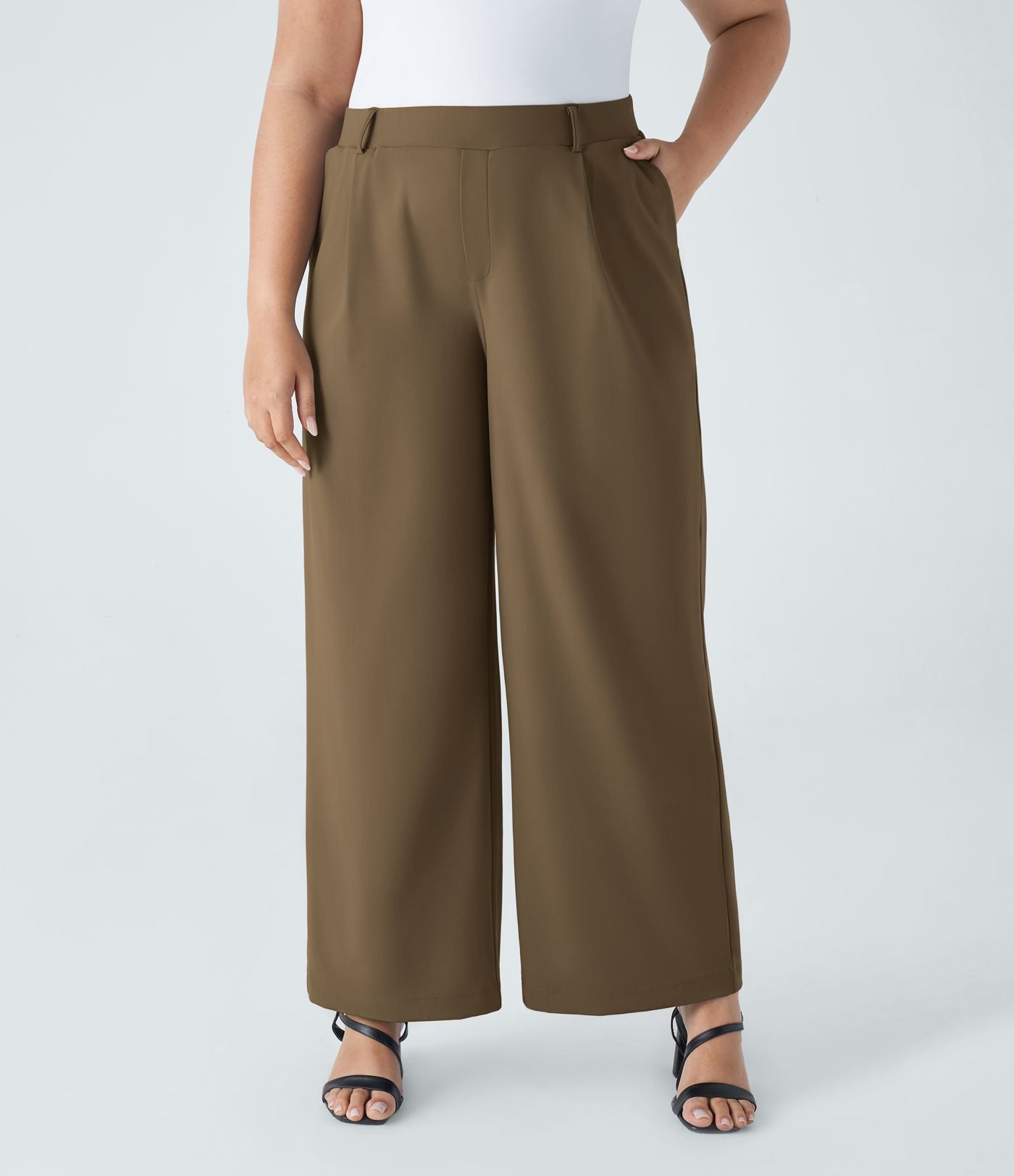 Pantalon de travail grande taille coupe droite taille haute Halara Flex™ DayStretch avec poches