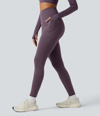 Legging running polaire thermique gainant croisé dos taille haute Halara UltraSculpt™ Heat avec poches