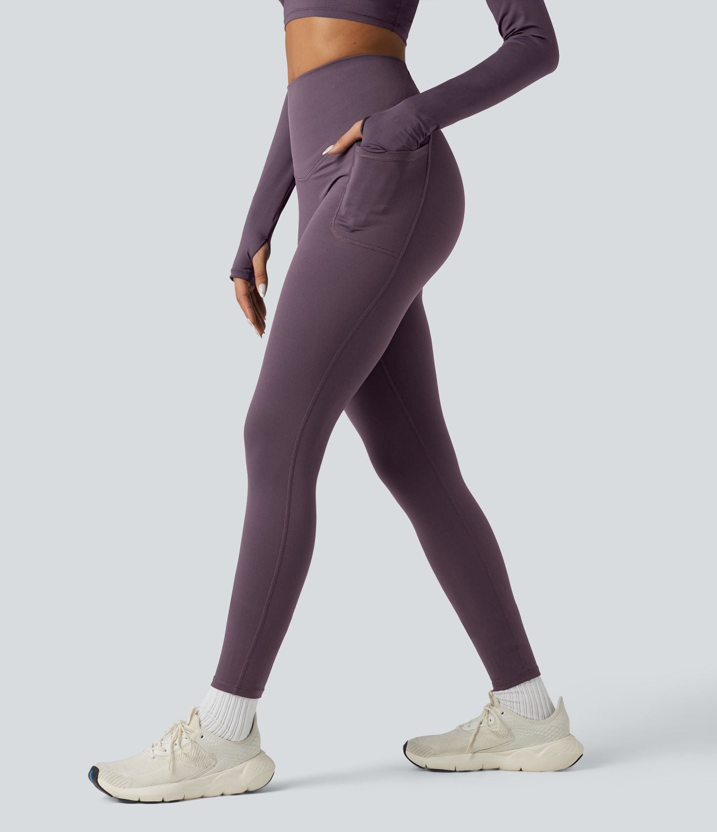 Legging running polaire thermique gainant croisé dos taille haute Halara UltraSculpt™ Heat avec poches