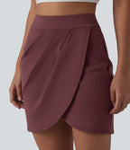 DayStretch Jupe mini casual 2-en-1 bodycon plissée croisée taille haute
